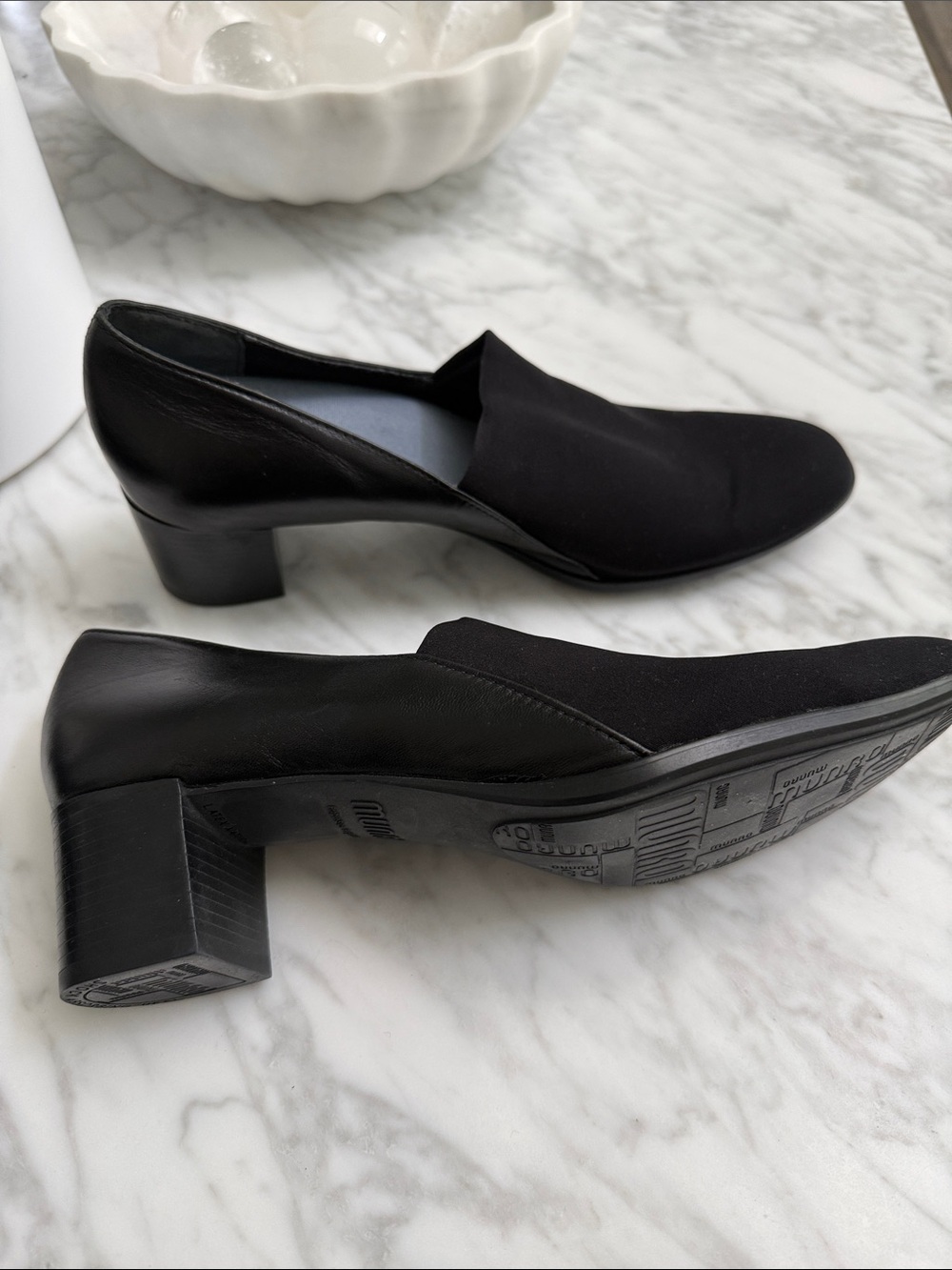 Munro 9N Slip On Fabric and Leather 2” Block Heel